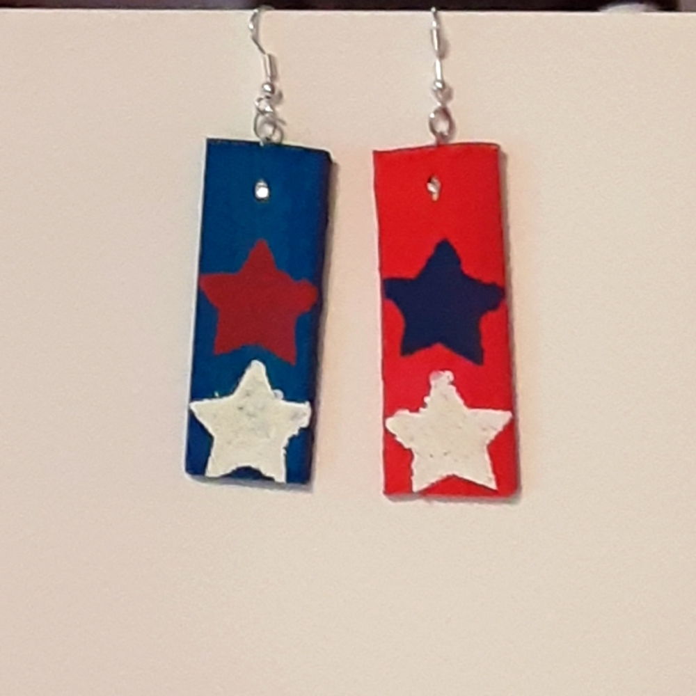 LAST PAIR PATRIOTIC HANDMADE EARRINGS